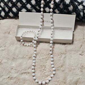 Macy's White Bead Necklace and Bracelet Set